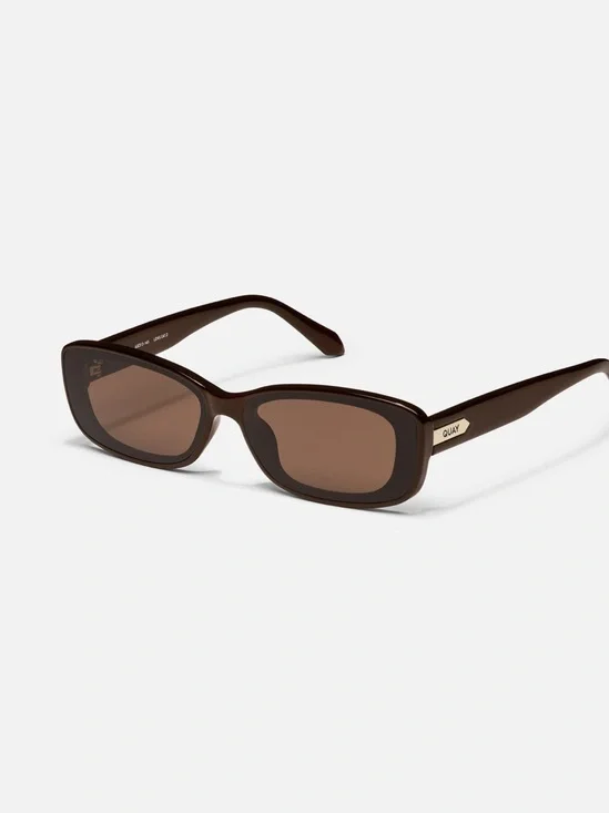 Quay Australia Dark Brown Rectangular Sunglasses - Picture 2 of 6